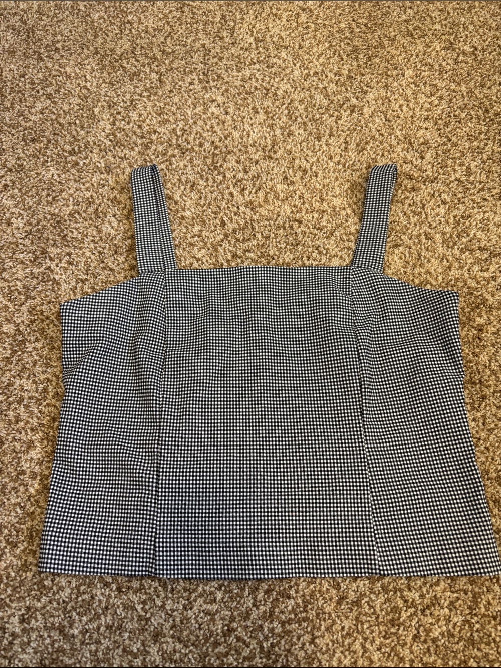 cupcakes & cashmere || Black & White Gingham Square Neck Tank Size 14